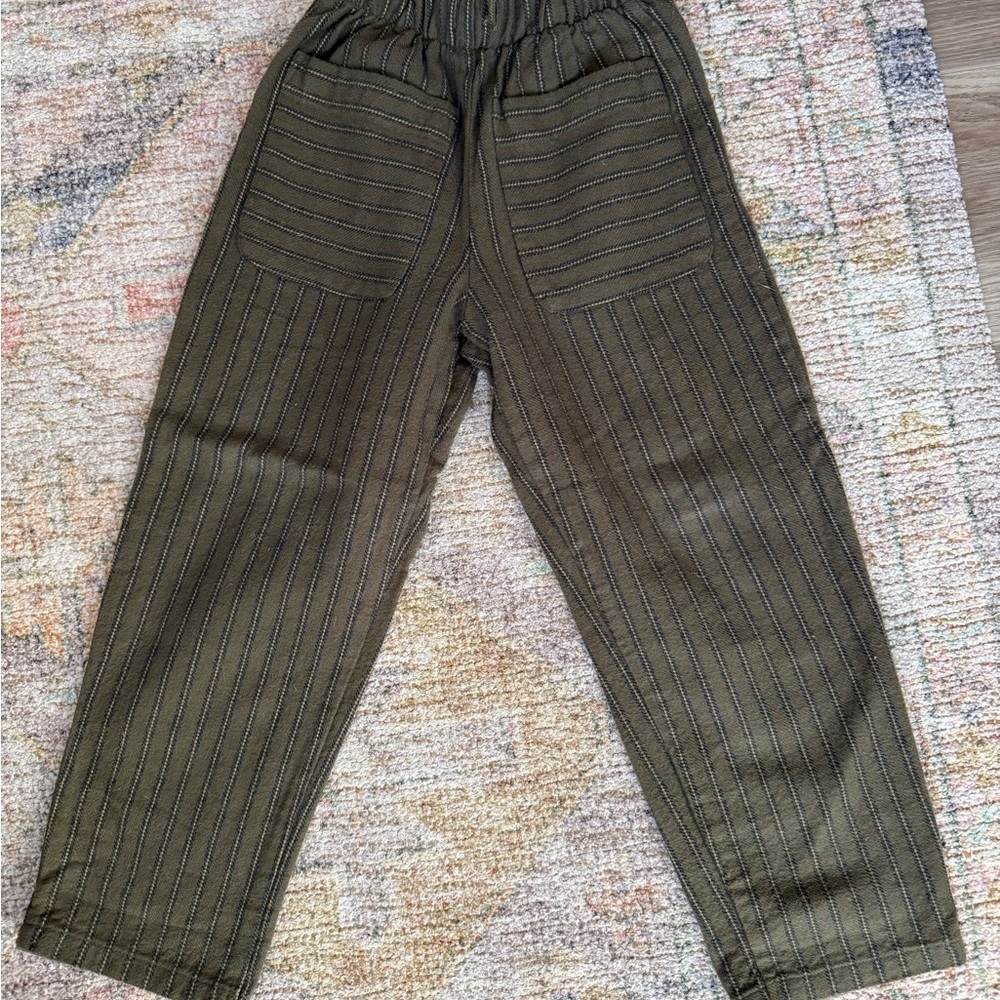 Zara Kids Olive Striped Casual Bottoms